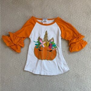 Orange and White Unicorn Pumpkin Shirt